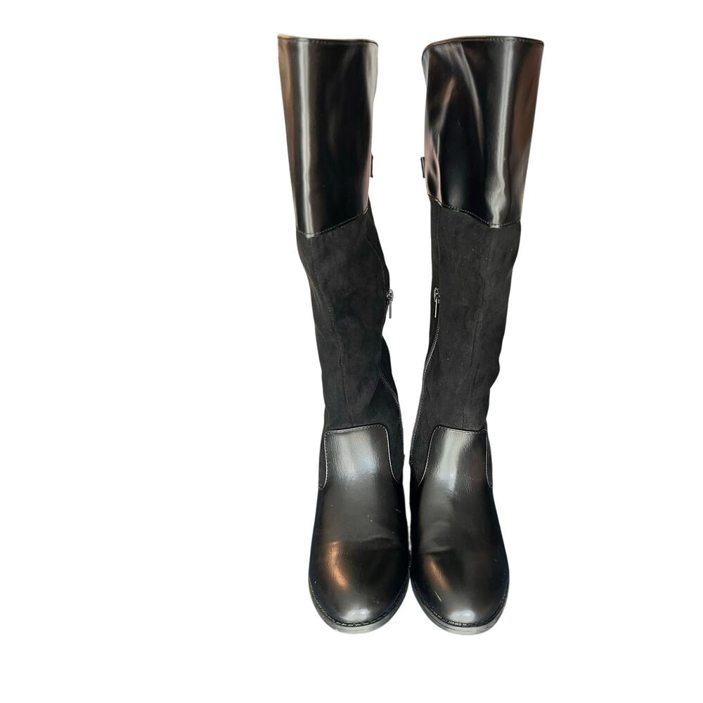 Rampage Women’s Black Knee High Riding Boots Sz 7.5 Wide Calf Zip Pre-owned
